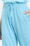 Zivame Pixel Play Knit Cotton Pyjama Set - Blue Radiance — thumbnail 7